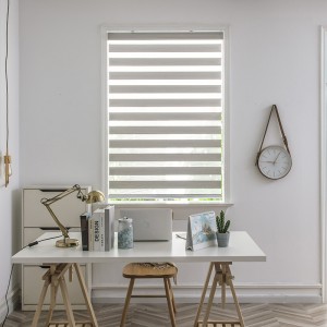 ahaziri Blackout Electric Double-Layer Zebra Blinds Waterproof Polyester Fabric Free Dimming Roller Blinds